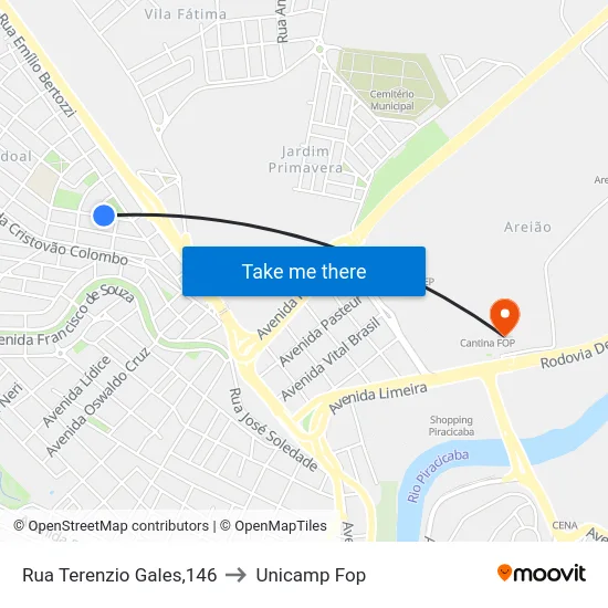 Rua Terenzio Gales,146 to Unicamp Fop map