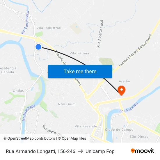 Rua Armando Longatti, 156-246 to Unicamp Fop map