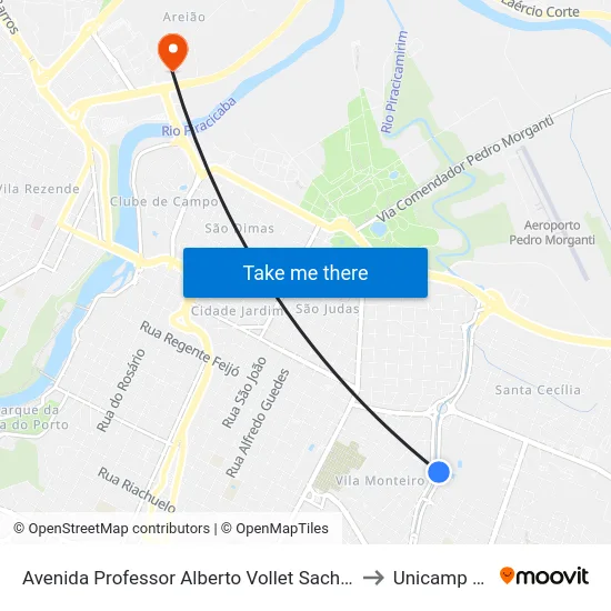 Avenida Professor Alberto Vollet Sachs 2300 to Unicamp Fop map