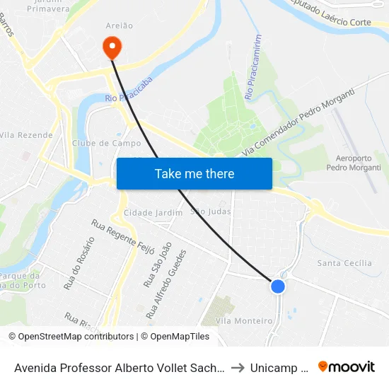 Avenida Professor Alberto Vollet Sachs 2935 to Unicamp Fop map