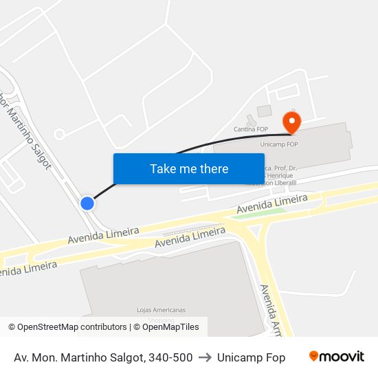 Av. Mon. Martinho Salgot, 340-500 to Unicamp Fop map