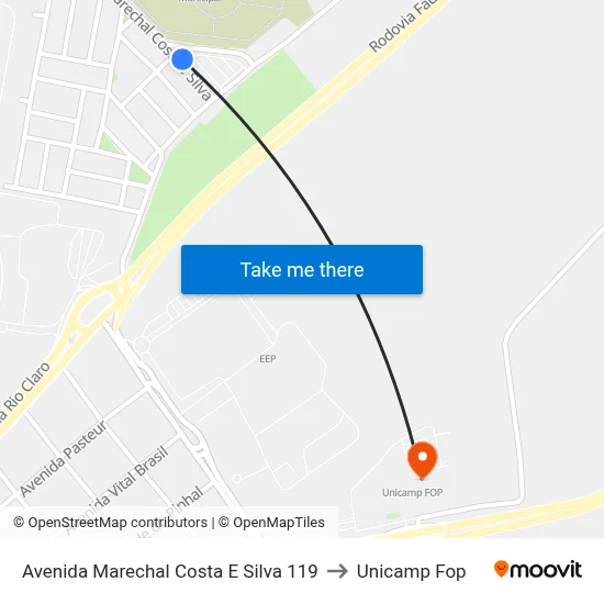 Avenida Marechal Costa E Silva 119 to Unicamp Fop map