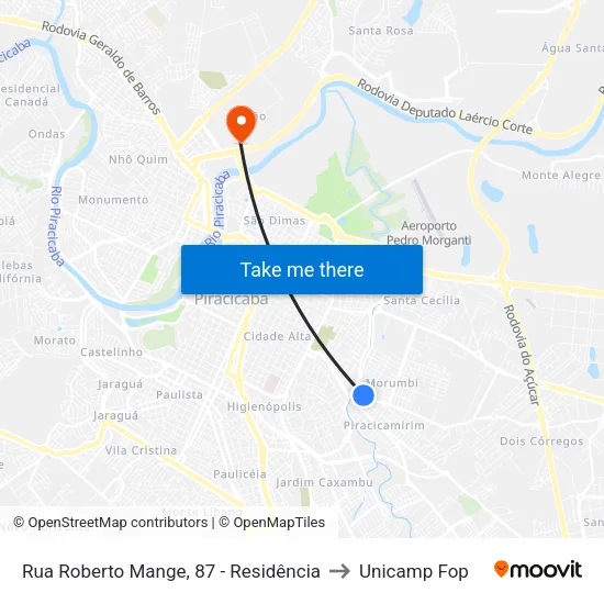 Rua Roberto Mange, 87 - Residência to Unicamp Fop map