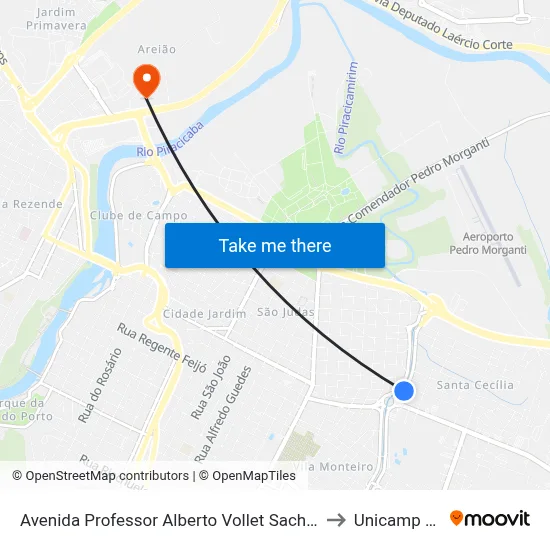 Avenida Professor Alberto Vollet Sachs 2820 to Unicamp Fop map