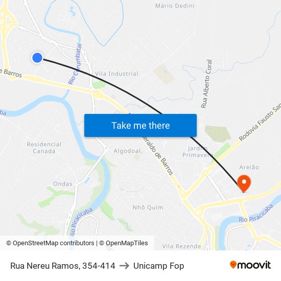 Rua Nereu Ramos, 354-414 to Unicamp Fop map