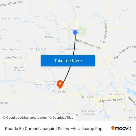 Parada Ee Coronel Joaquim Salles to Unicamp Fop map