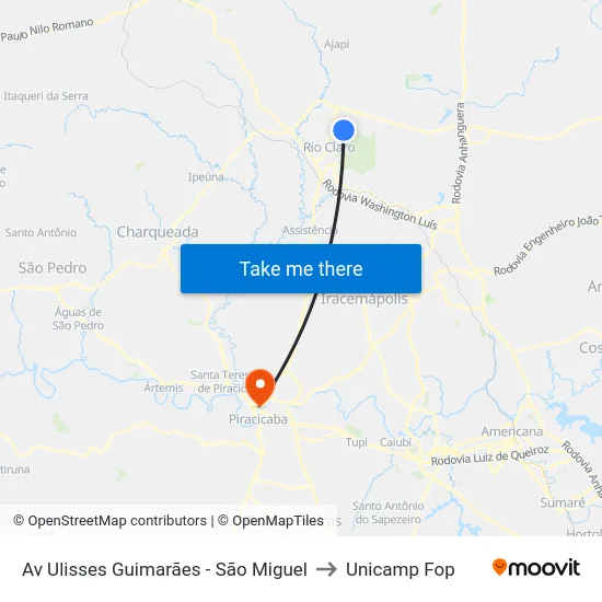 Av Ulisses Guimarães - São Miguel to Unicamp Fop map