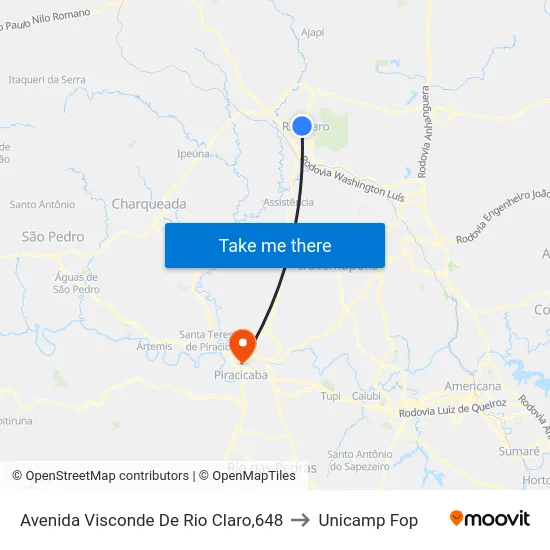 Avenida Visconde De Rio Claro,648 to Unicamp Fop map