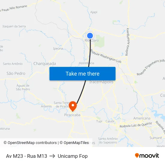 Av M23 - Rua M13 to Unicamp Fop map