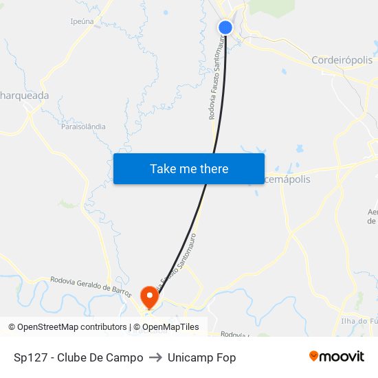 Sp127 - Clube De Campo to Unicamp Fop map