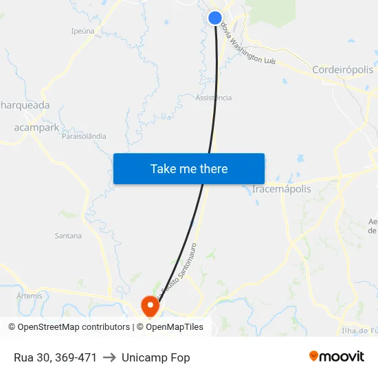 Rua 30, 369-471 to Unicamp Fop map