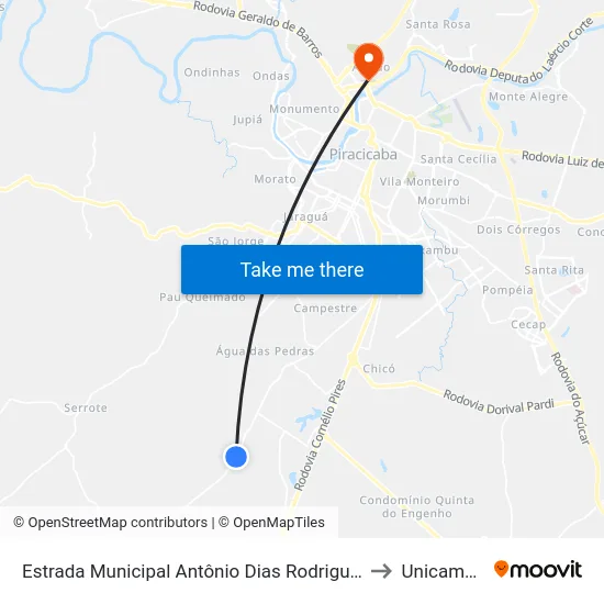 Estrada Municipal Antônio Dias Rodrigues, 6242-6540 to Unicamp Fop map