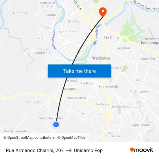 Rua Armando Chiarini, 207 to Unicamp Fop map