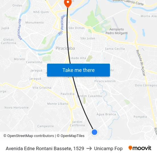 Avenida Edne Rontani Bassete, 1529 to Unicamp Fop map