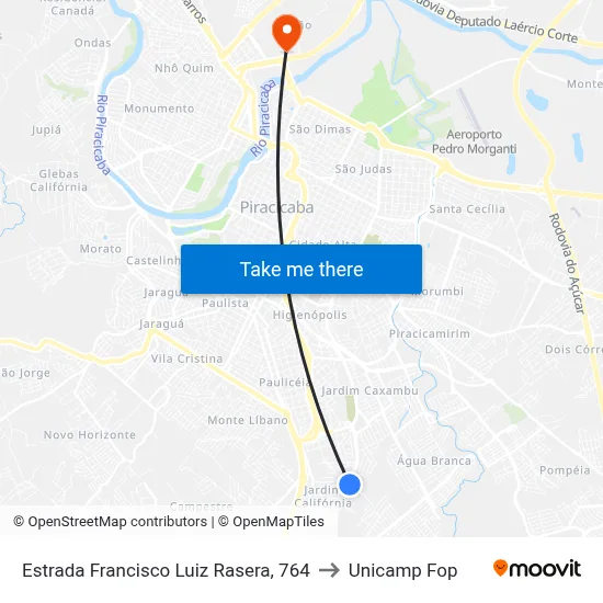 Estrada Francisco Luiz Rasera, 764 to Unicamp Fop map