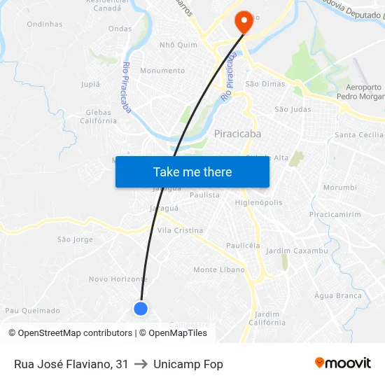 Rua José Flaviano, 31 to Unicamp Fop map