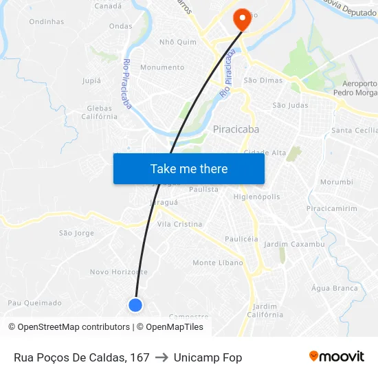 Rua Poços De Caldas, 167 to Unicamp Fop map