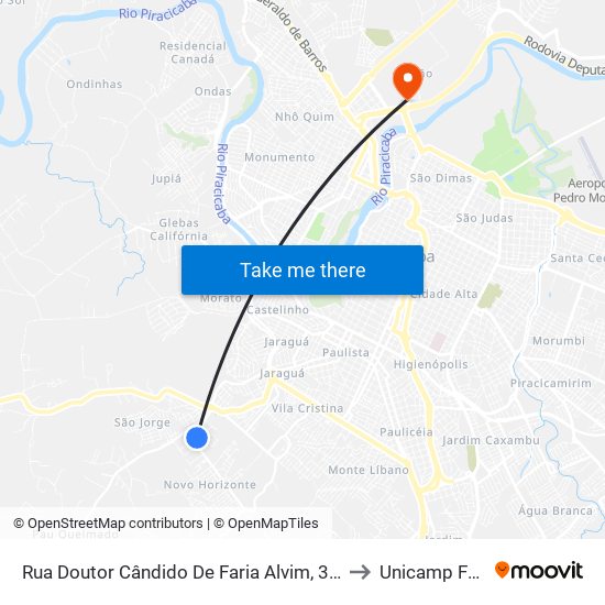 Rua Doutor Cândido De Faria Alvim, 352 to Unicamp Fop map