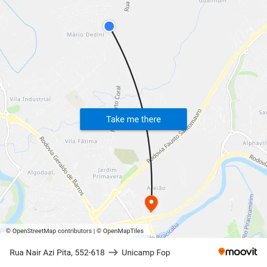 Rua Nair Azi Pita, 552-618 to Unicamp Fop map