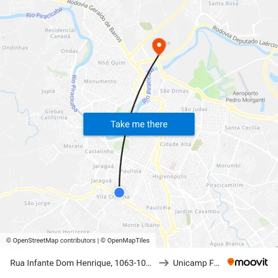 Rua Infante Dom Henrique, 1063-1079 to Unicamp Fop map