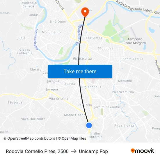 Rodovia Cornélio Pires, 2500 to Unicamp Fop map