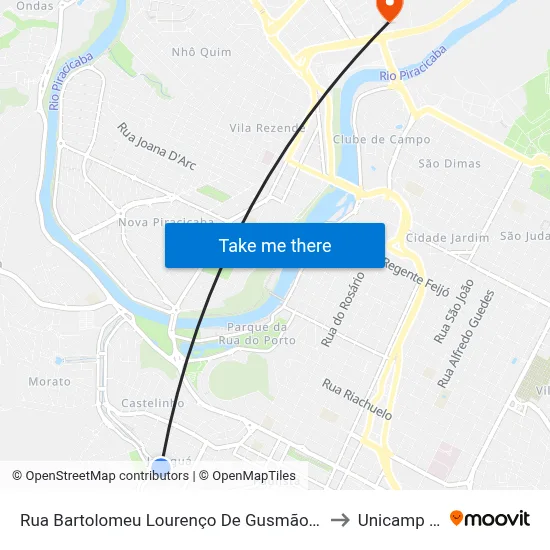 Rua Bartolomeu Lourenço De Gusmão, 309-321 to Unicamp Fop map
