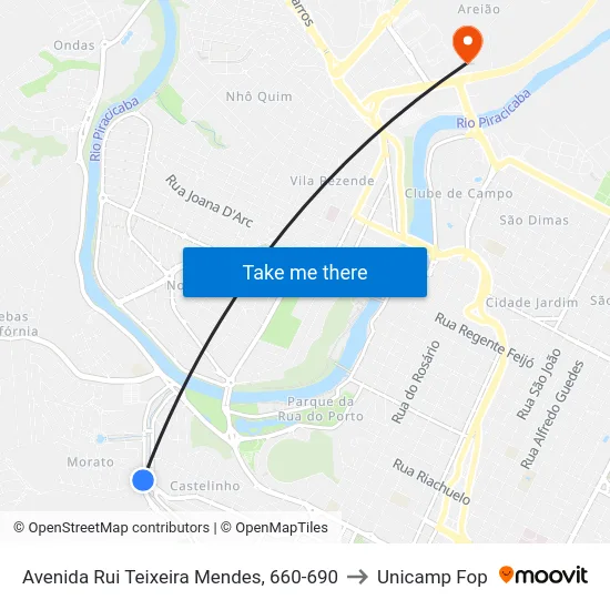 Avenida Rui Teixeira Mendes, 660-690 to Unicamp Fop map