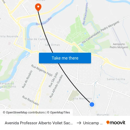 Avenida Professor Alberto Vollet Sachs 695 to Unicamp Fop map