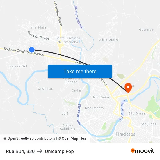 Rua Buri, 330 to Unicamp Fop map