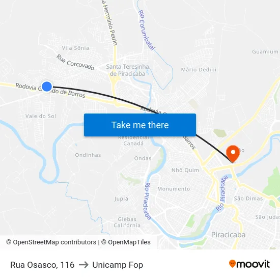 Rua Osasco, 116 to Unicamp Fop map