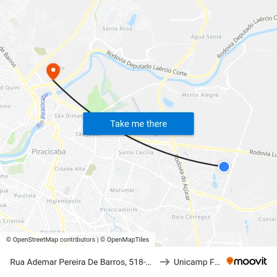 Rua Ademar Pereira De Barros, 518-770 to Unicamp Fop map