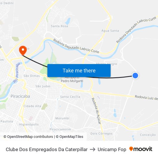 Clube Dos Empregados Da Caterpillar to Unicamp Fop map