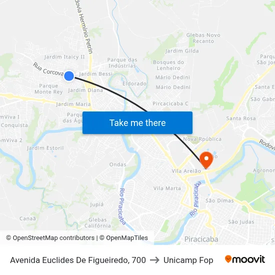Avenida Euclides De Figueiredo, 700 to Unicamp Fop map