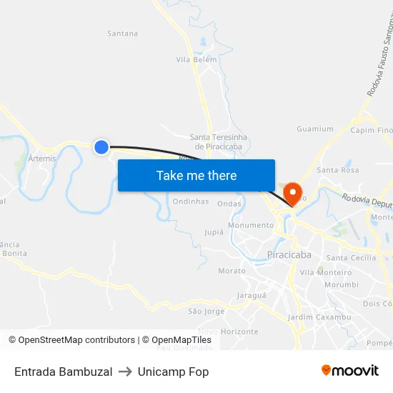 Entrada Bambuzal to Unicamp Fop map