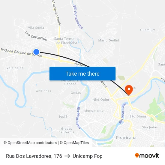 Rua Dos Lavradores, 176 to Unicamp Fop map