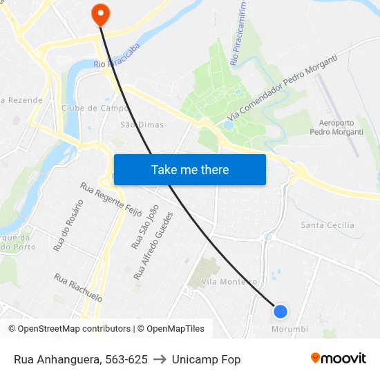 Rua Anhanguera, 563-625 to Unicamp Fop map