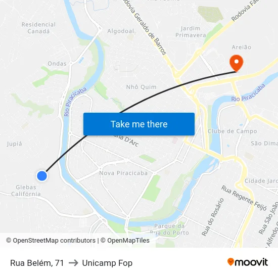 Rua Belém, 71 to Unicamp Fop map