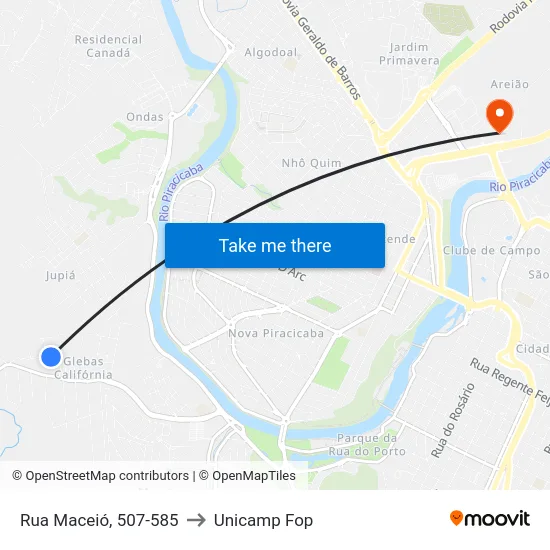 Rua Maceió, 507-585 to Unicamp Fop map