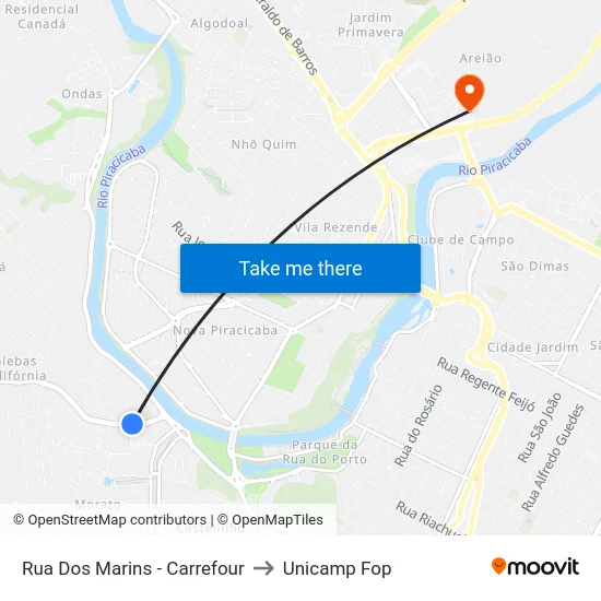 Rua Dos Marins - Carrefour to Unicamp Fop map