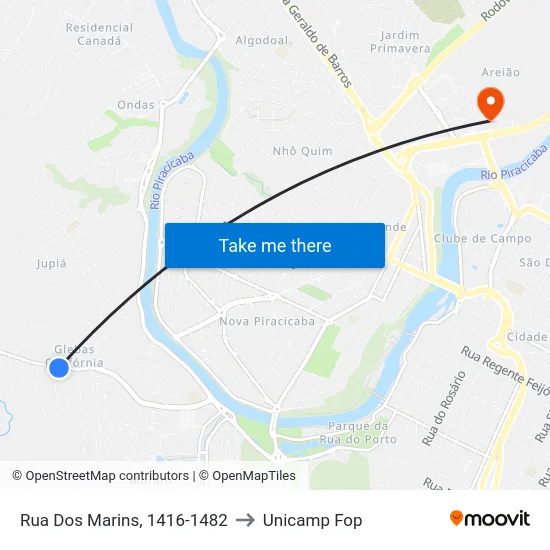 Rua Dos Marins, 1416-1482 to Unicamp Fop map