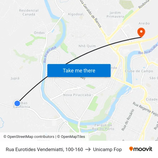 Rua Eurotides Vendemiatti, 100-160 to Unicamp Fop map