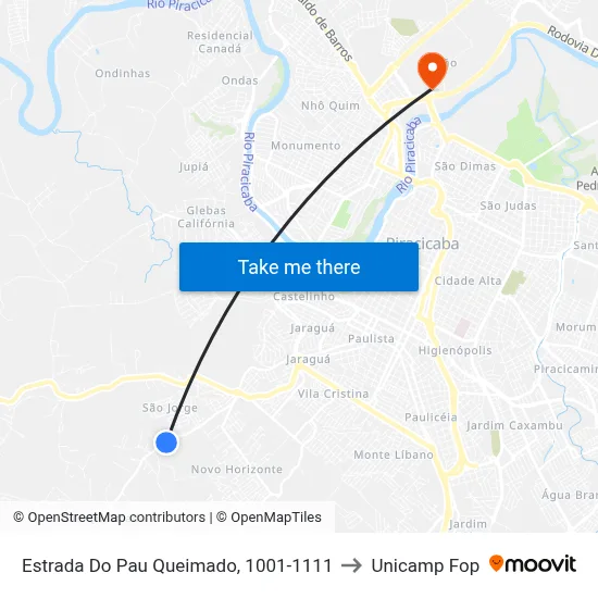Estrada Do Pau Queimado, 1001-1111 to Unicamp Fop map