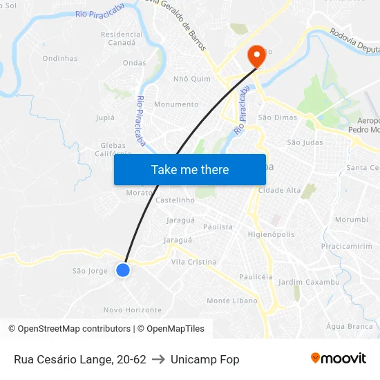 Rua Cesário Lange, 20-62 to Unicamp Fop map