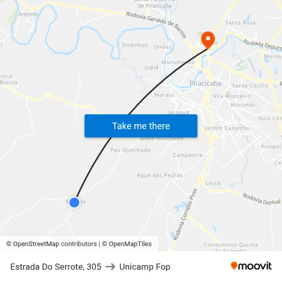 Estrada Do Serrote, 305 to Unicamp Fop map