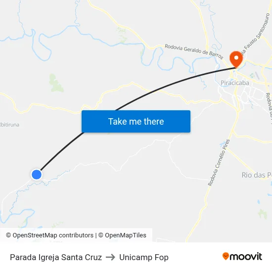 Parada Igreja Santa Cruz to Unicamp Fop map