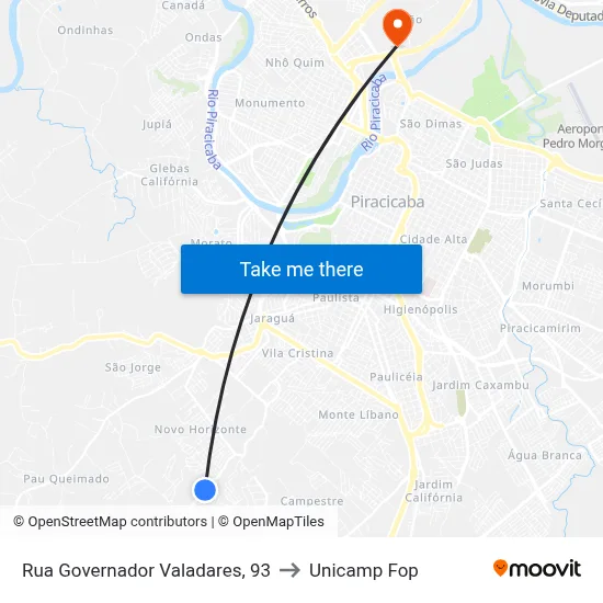 Rua Governador Valadares, 93 to Unicamp Fop map