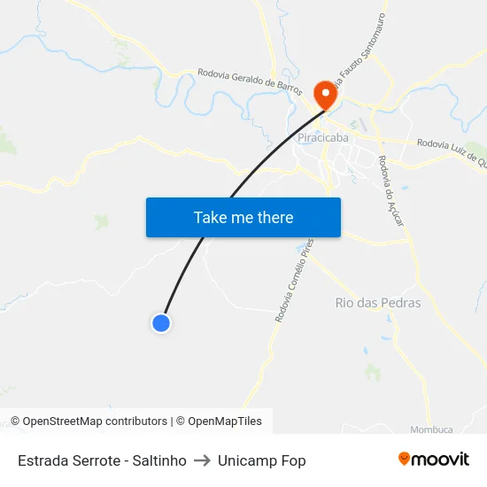 Estrada Serrote - Saltinho to Unicamp Fop map