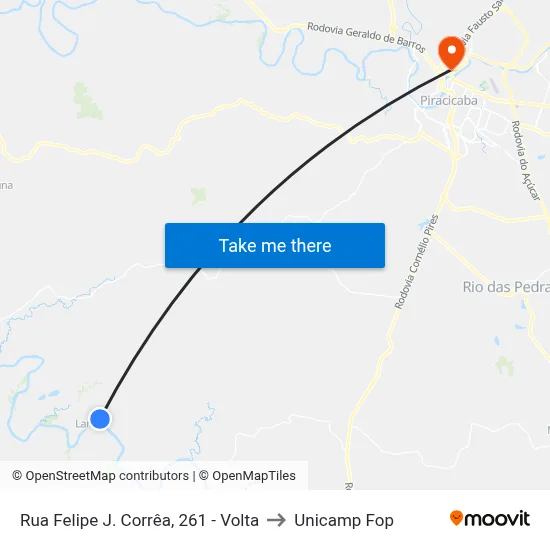 Rua Felipe J. Corrêa, 261 - Volta to Unicamp Fop map