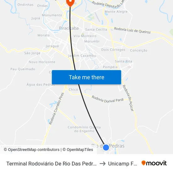 Terminal Rodoviário De Rio Das Pedras to Unicamp Fop map