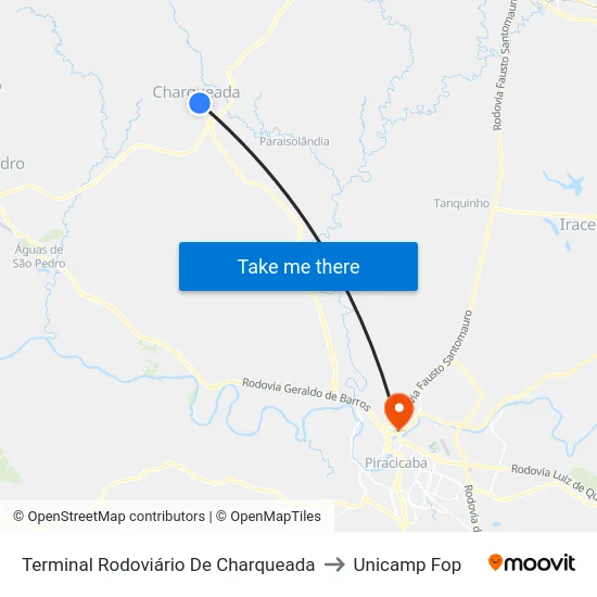 Terminal Rodoviário De Charqueada to Unicamp Fop map